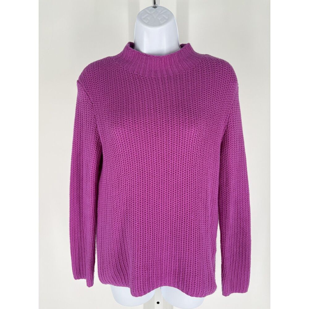 J.Crew Factory Bright Purple Mock Neck Knit Chunky Sweater